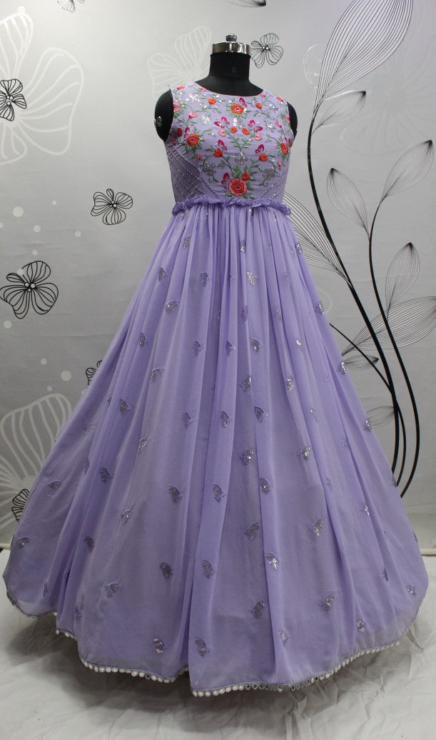 Lavender Georgette Wedding Gown
